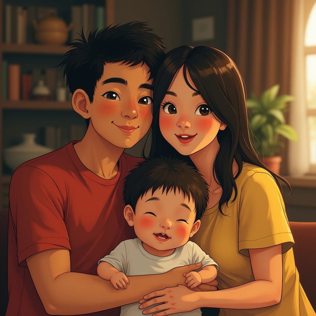 Filipino Family Portrait in Expressive Style