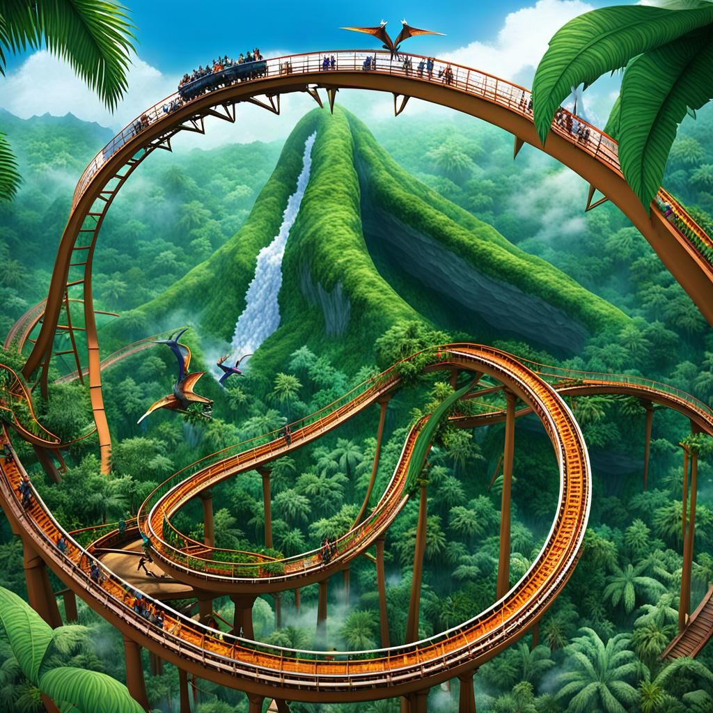 Dinosaur Theme Park on Colossal Jungle Roller Coaster