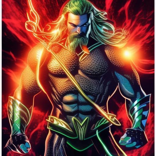 Aquaman Ninja in Elaborate Comic Art Style