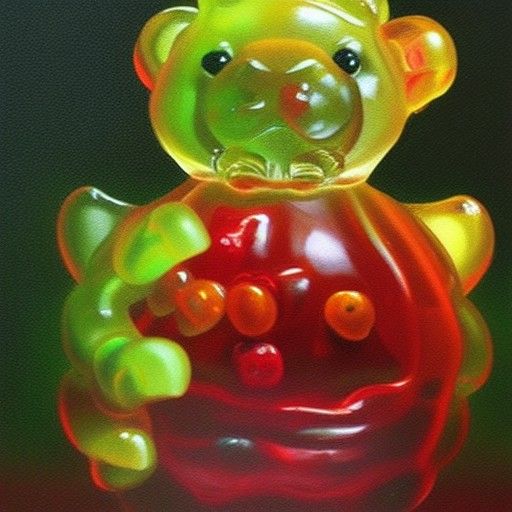 Gummy Bear Onslaught in Oil Painting Style