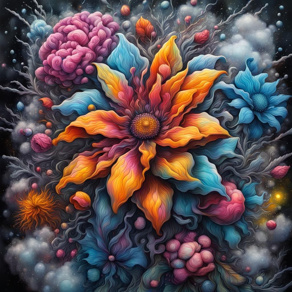 Winter Flowers Graffiti Art in Street Style