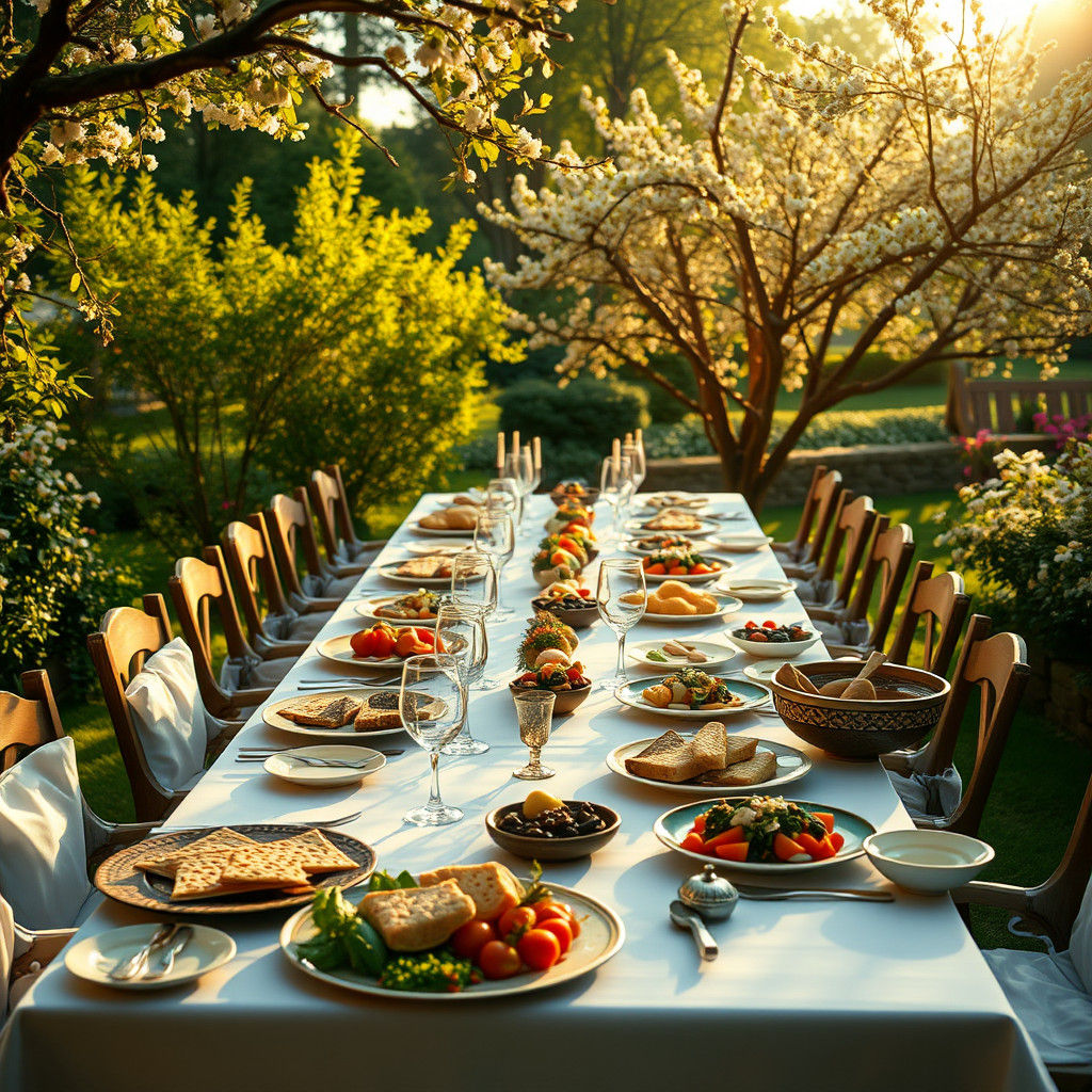 Hyper-Realistic Passover Feast in Golden Sunlight