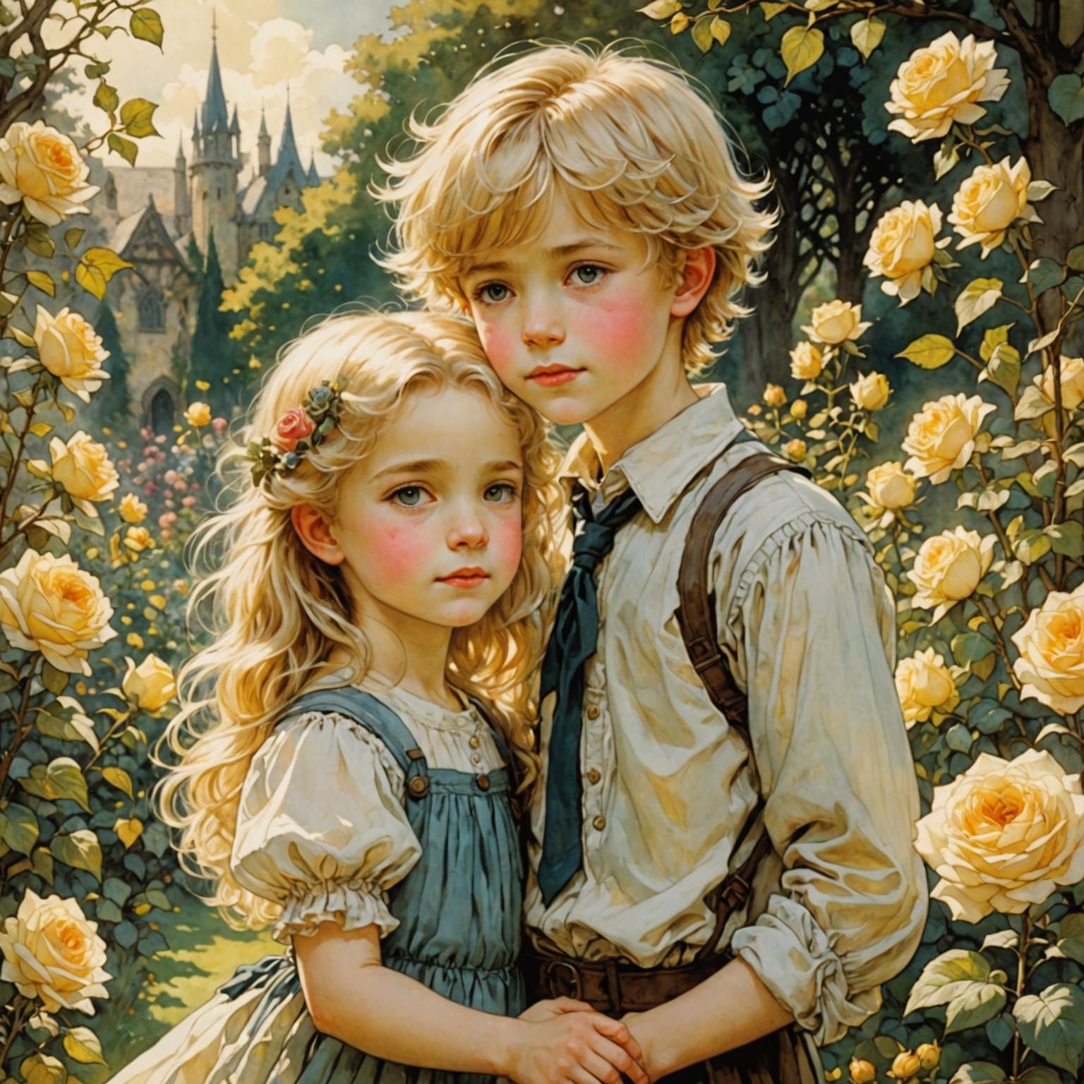 Innocent Joy in a Vibrant Rose Garden