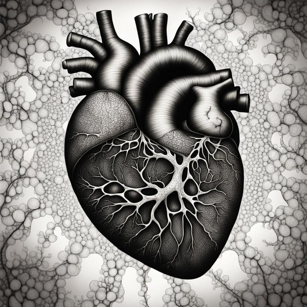 Fractal Ink Drawing of a Human Heart