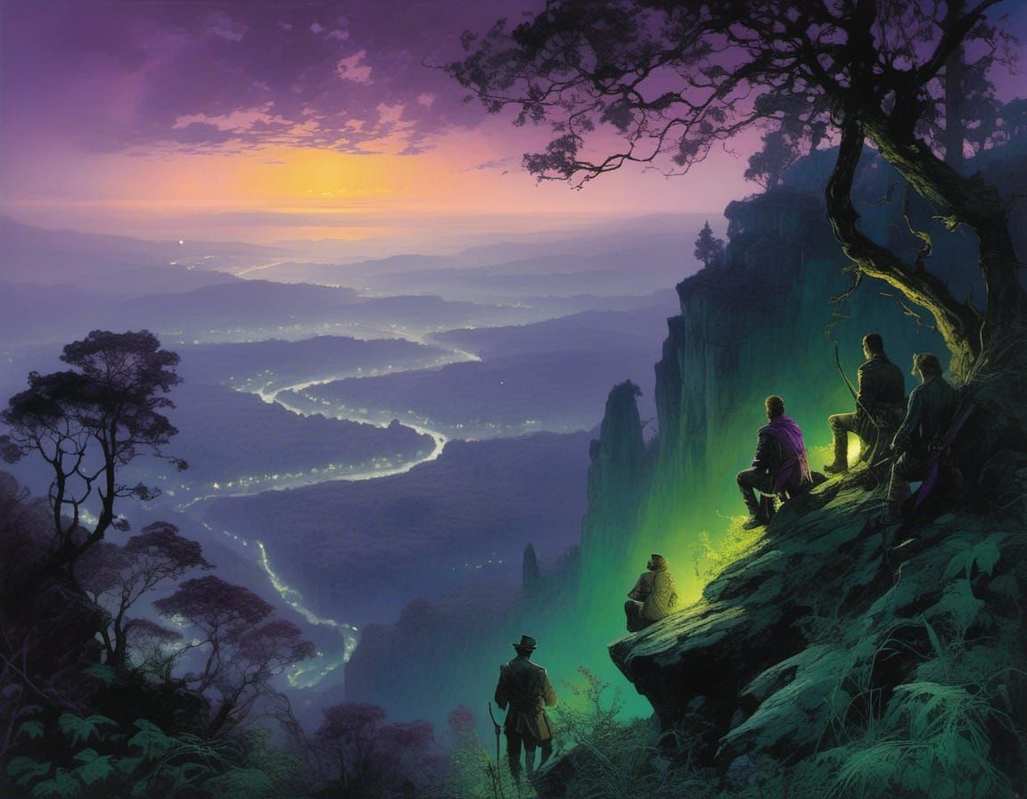 Sinister Misty Forest Panorama at Night