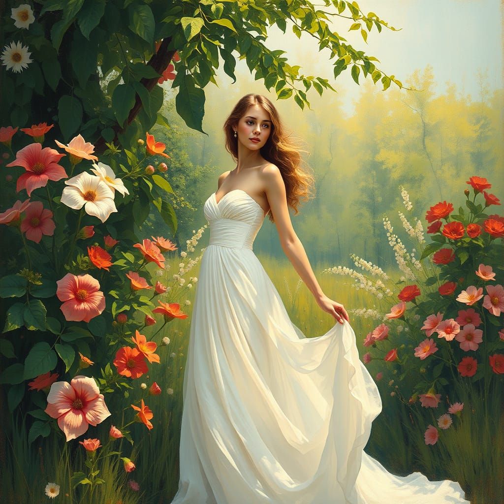 Ethereal Realism in Art Nouveau Style