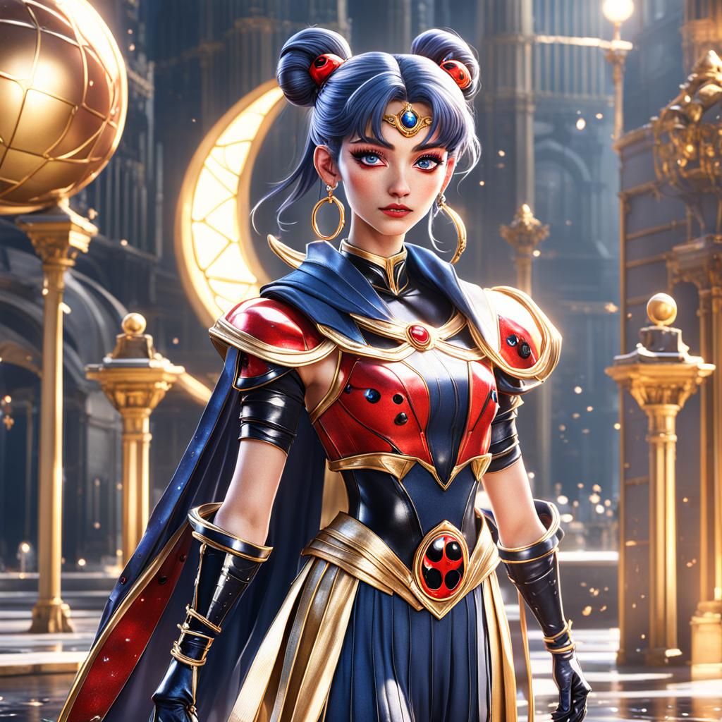 Ladybug Cosplays Sailor Moon: Detailed Digital Art