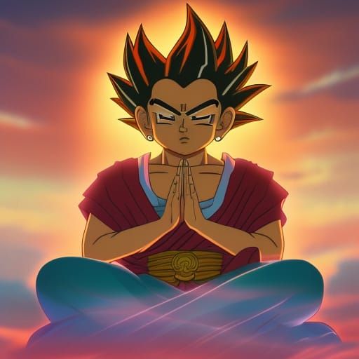 Chibi Buddha Super Saiyan in Anime Style