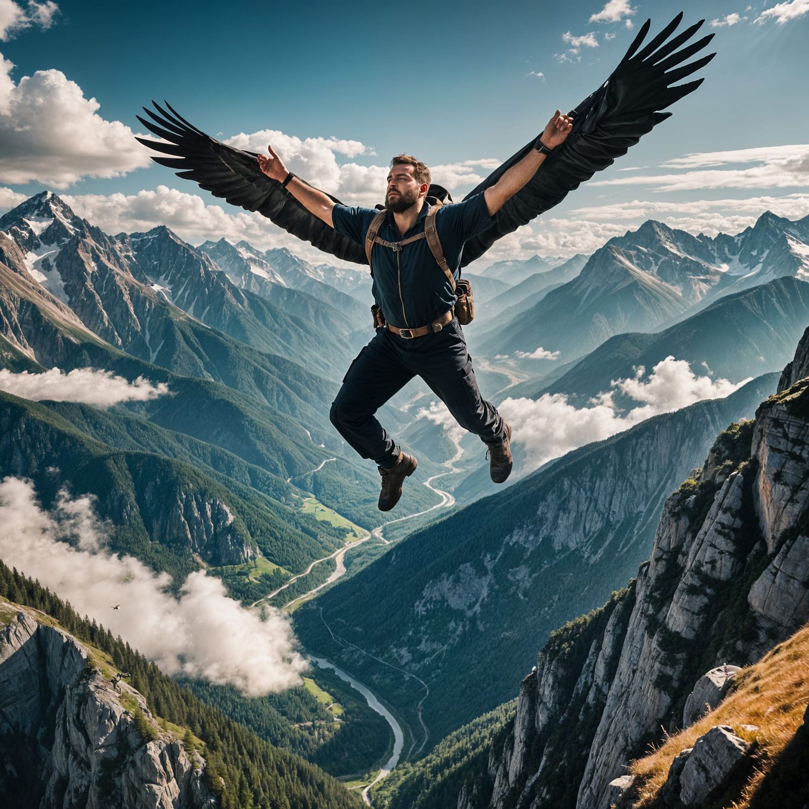 Man Dreams of Flying Above Mountains