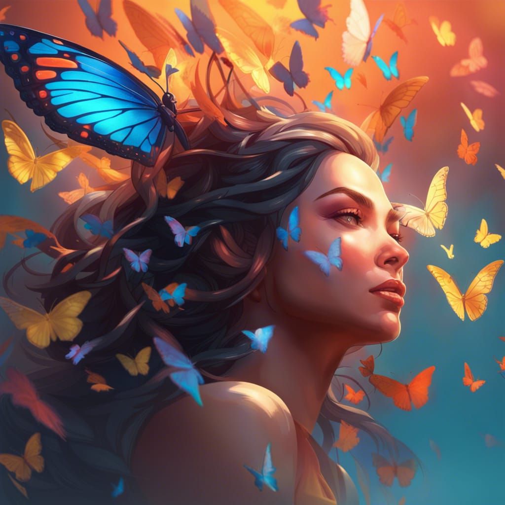 Butterfly Woman Portrait in Artgerm Style