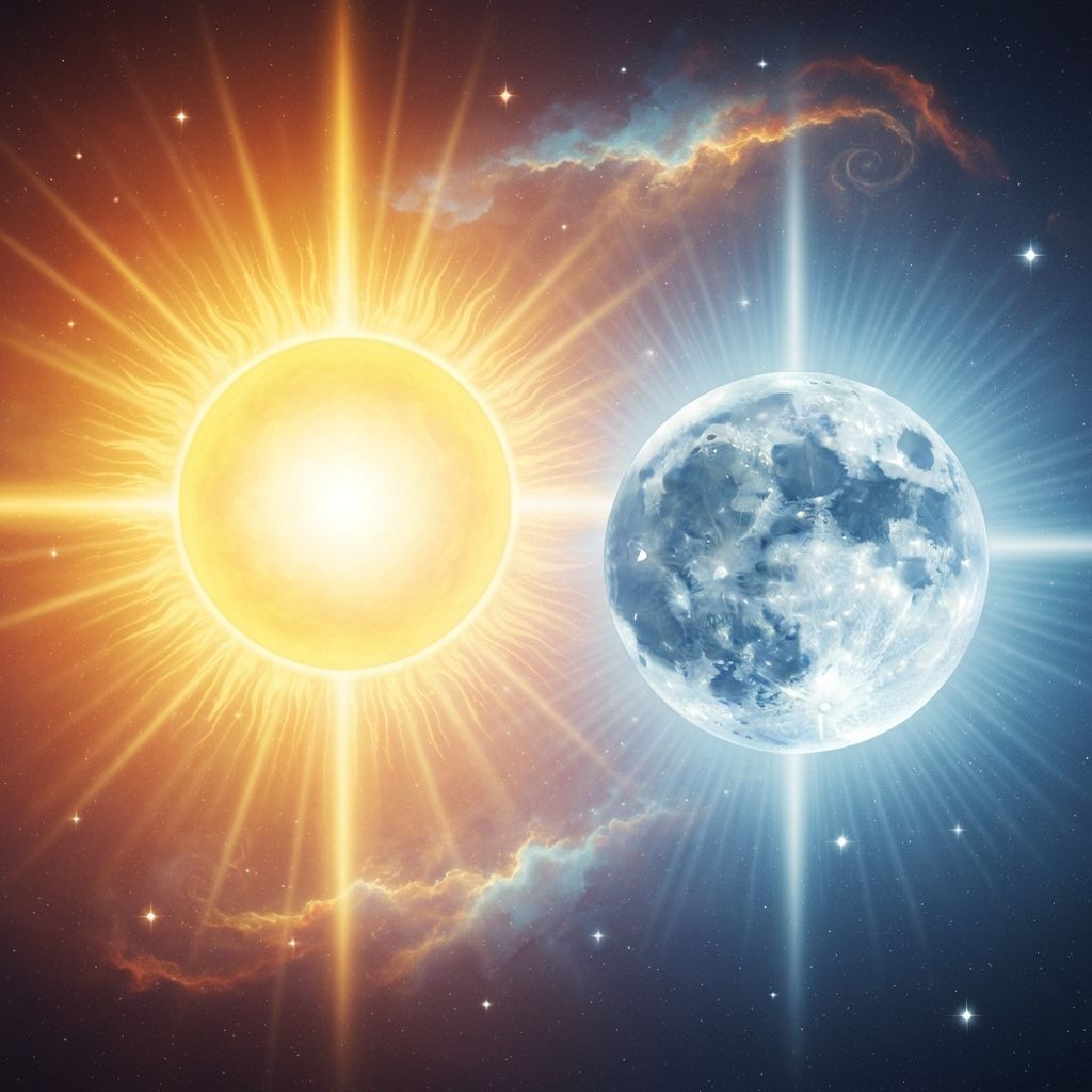 Sun's Healing Light Meets Moon's Gentle Glow in Dreamlike Ar...