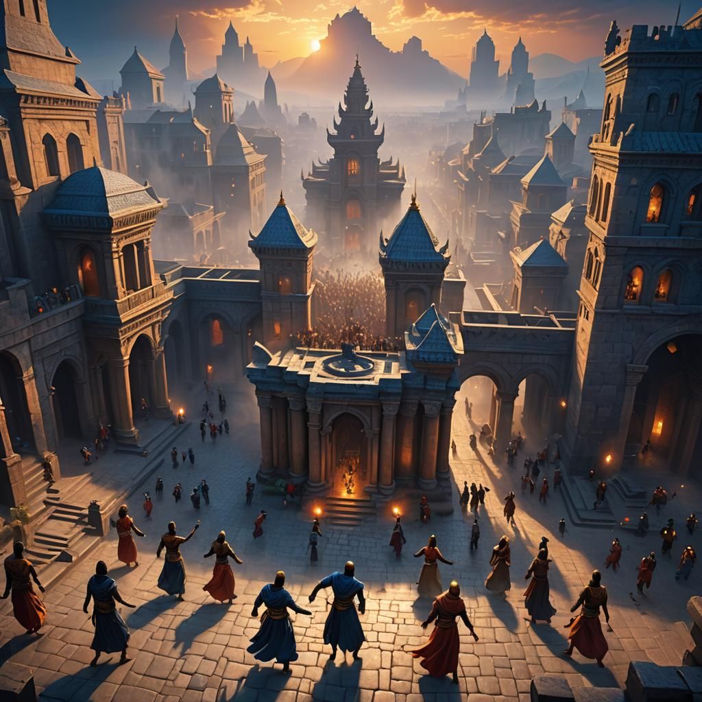 Amalekites Dance in Kesh: Fantasy Matte Painting