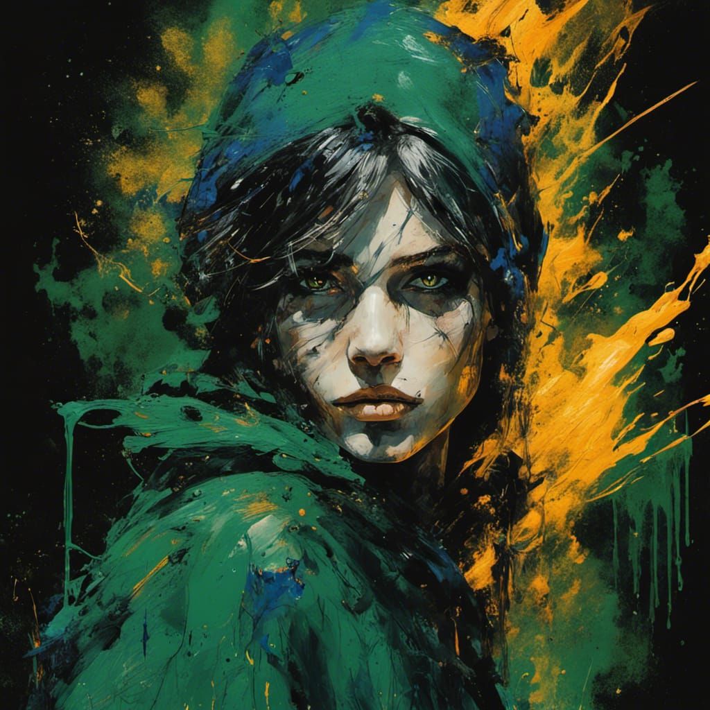 Sorceress with Golden Eyes in Dark Academia Style