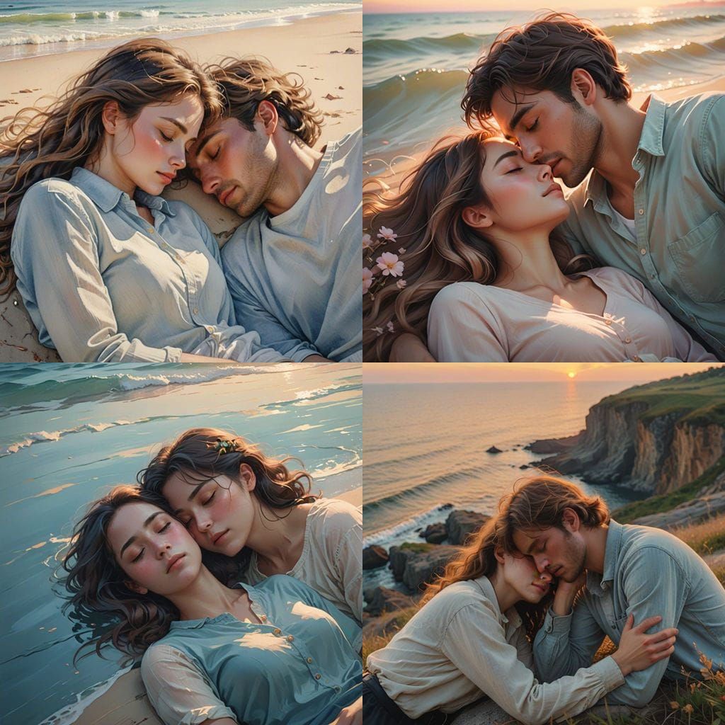 Embrace on the Beach: A Moment of Tenderness