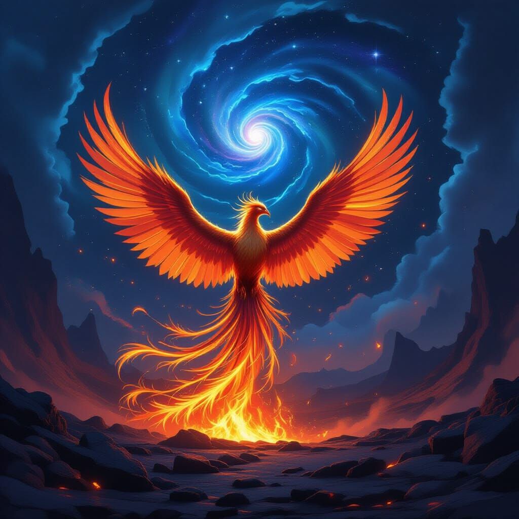 Majestic Nebula Phoenix Rises from Volcanic Embers
