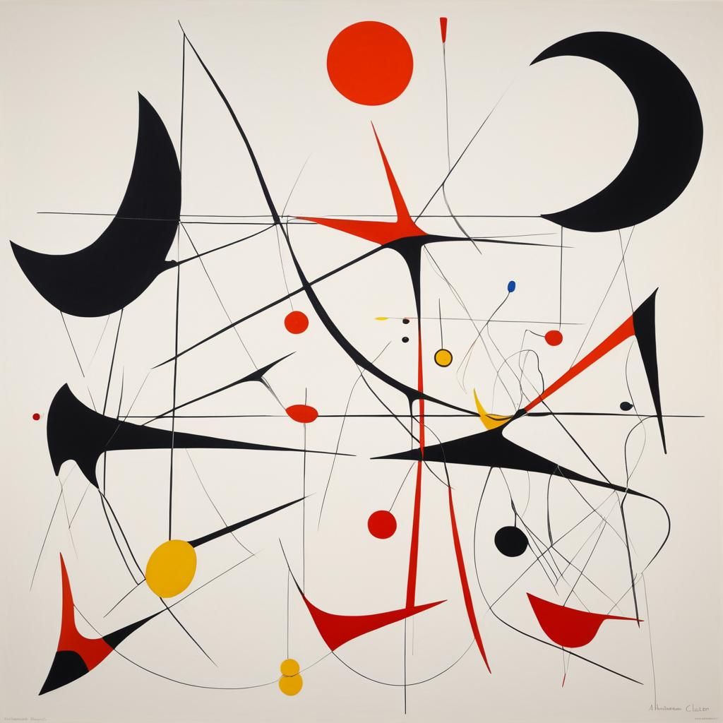 Hyperreal Abstract Painting in Calder Style