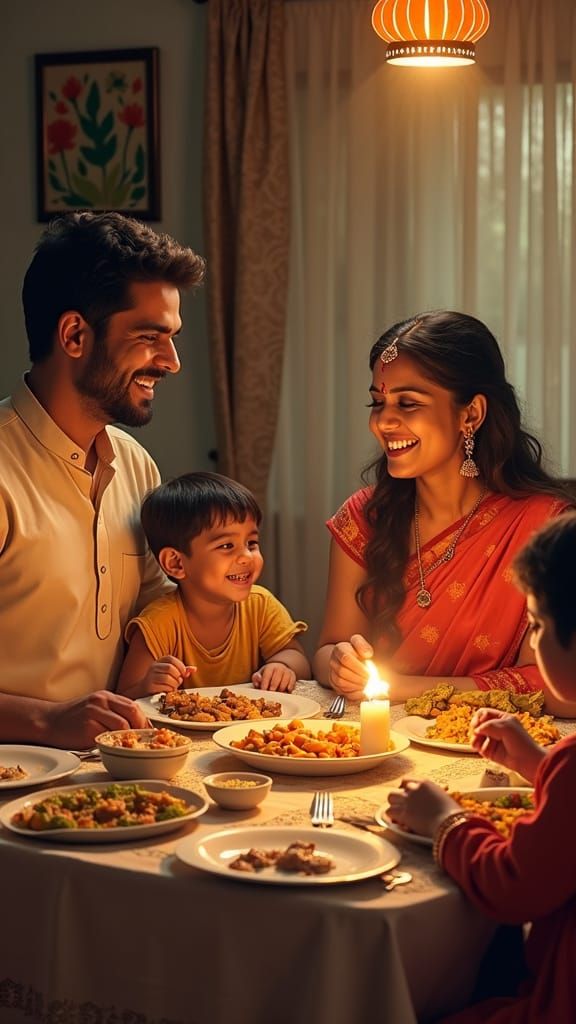 Warm Indian Home Scene in Traditional Style