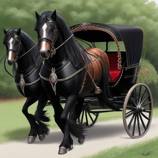 Friesian Horse Pulling Carriage