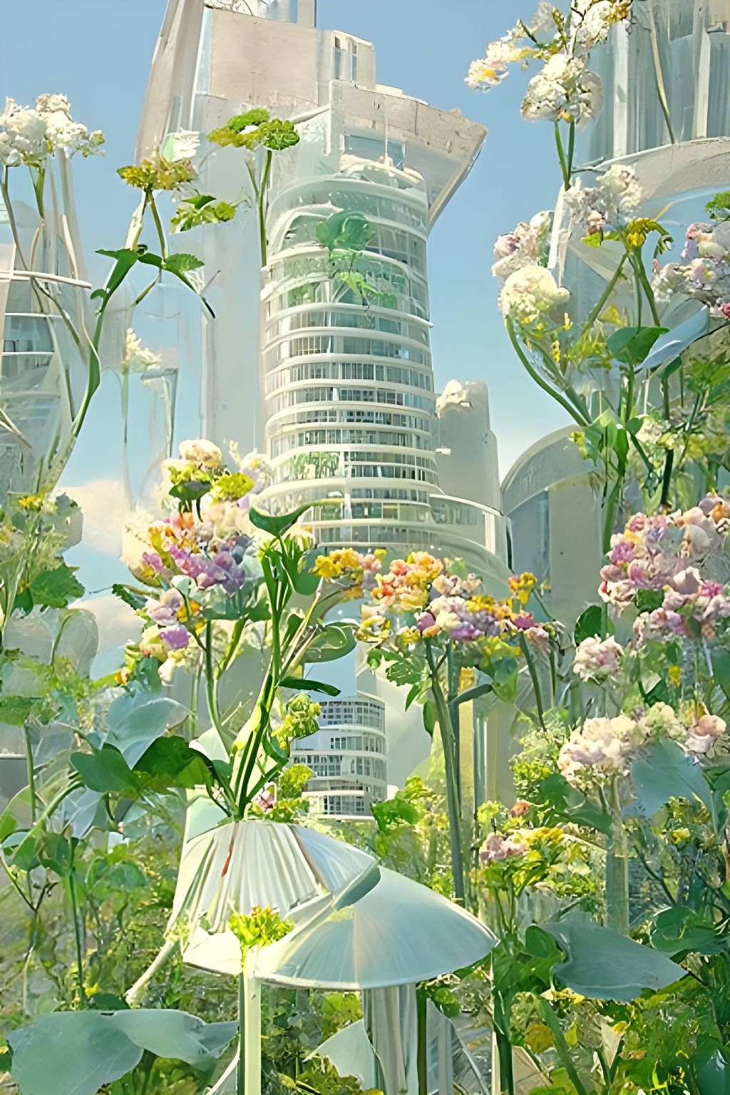 Botanical Arcology Skyscrapers in Pastel Colors