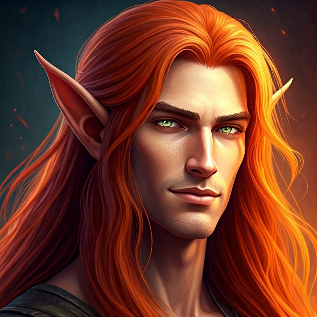 Chiseled Elf Portrait in Vibrant Splash Art Style