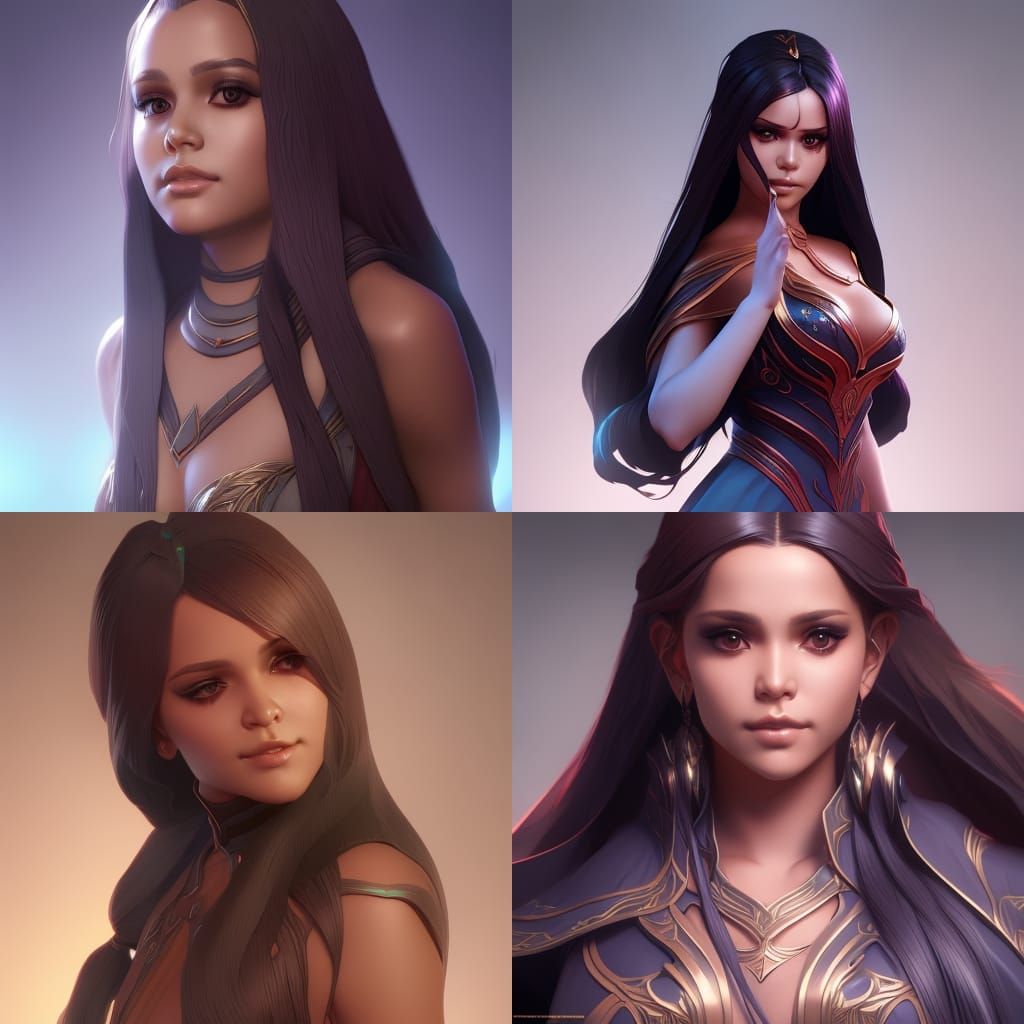 Ethereal Jenna Ortega Portrait in Triadic Colors