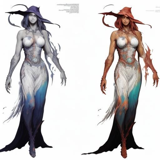 Towering Red Witch in Anime Style