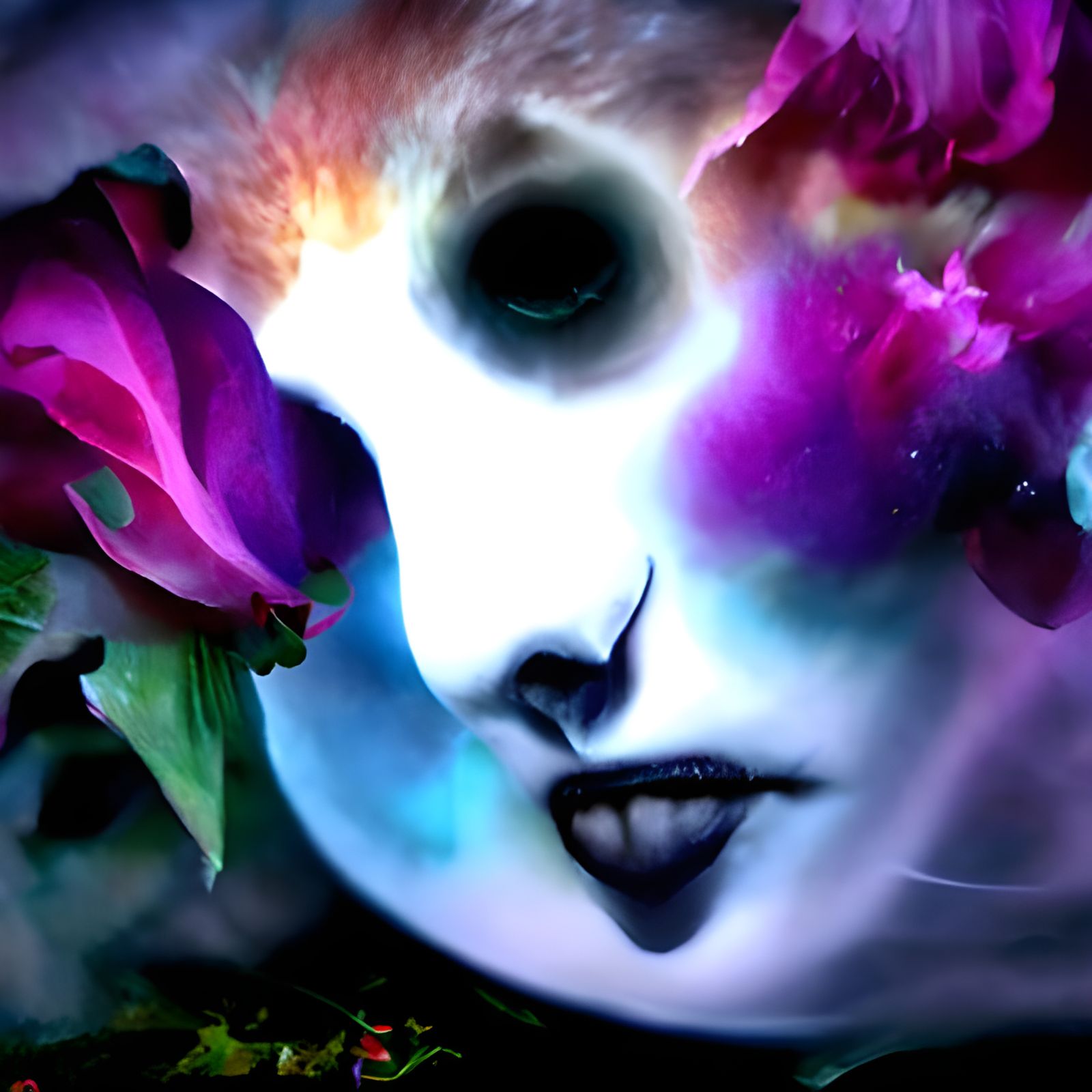 Face In Bloom: Gothic Psychedelic Moonscape