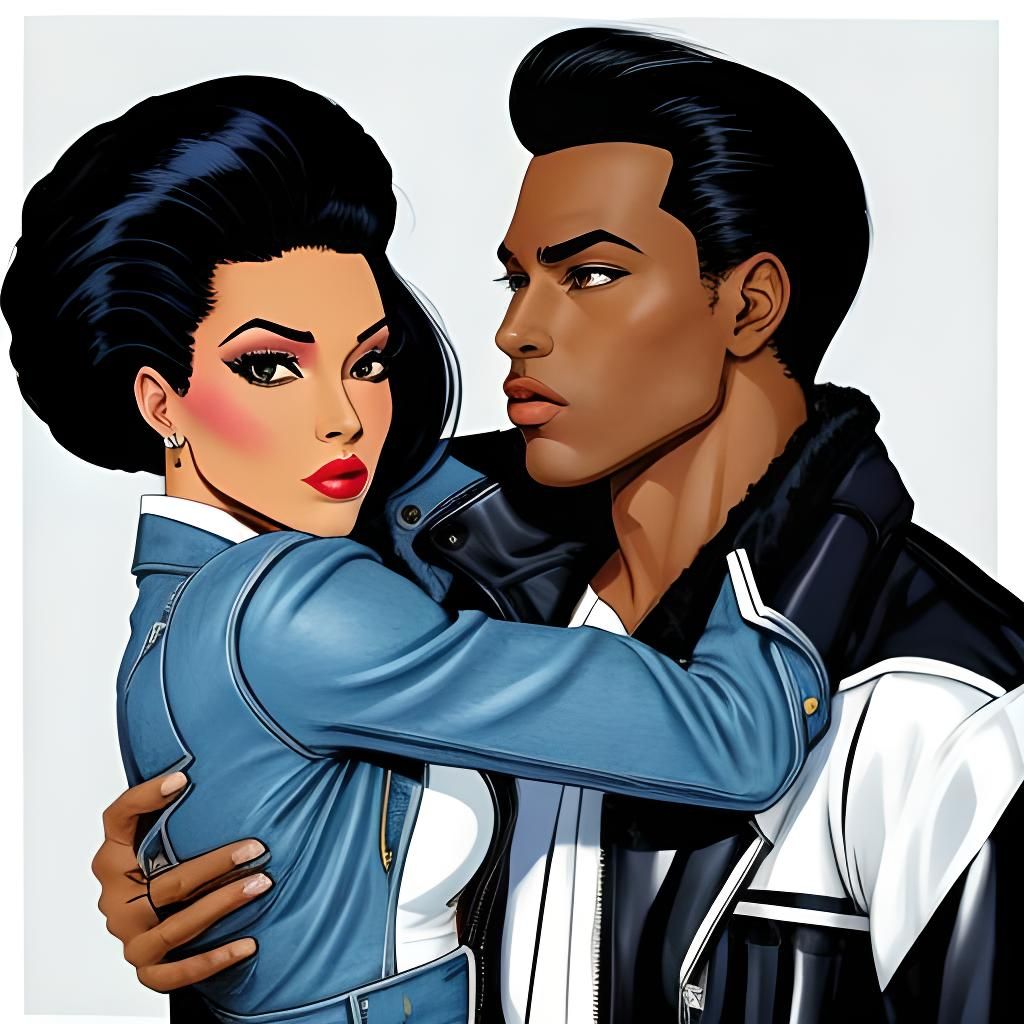 Stylish Couple in the Style of Patrick Nagel