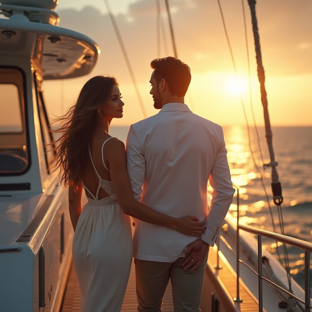 Romantic Yacht Sunset in Photorealistic Style