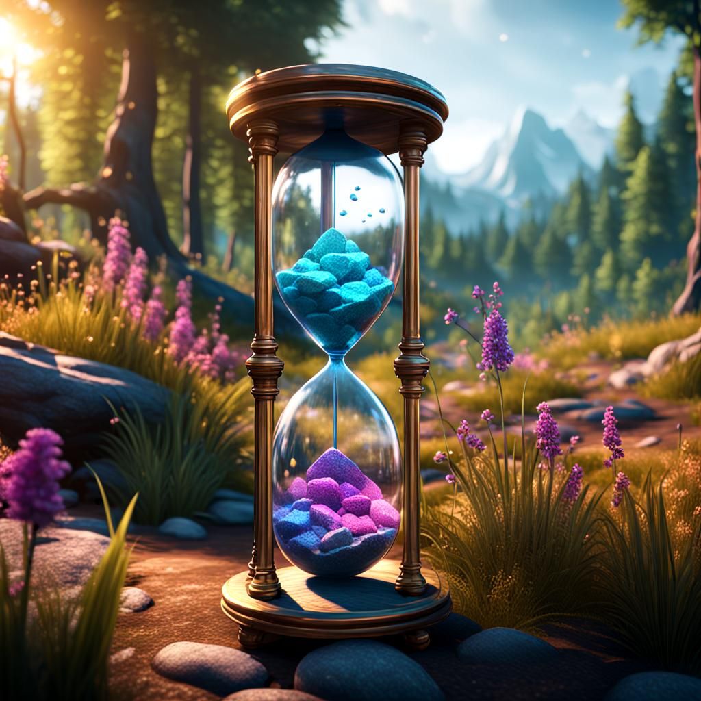 Colored Hourglasses in Nature: 3D Game Cinematic