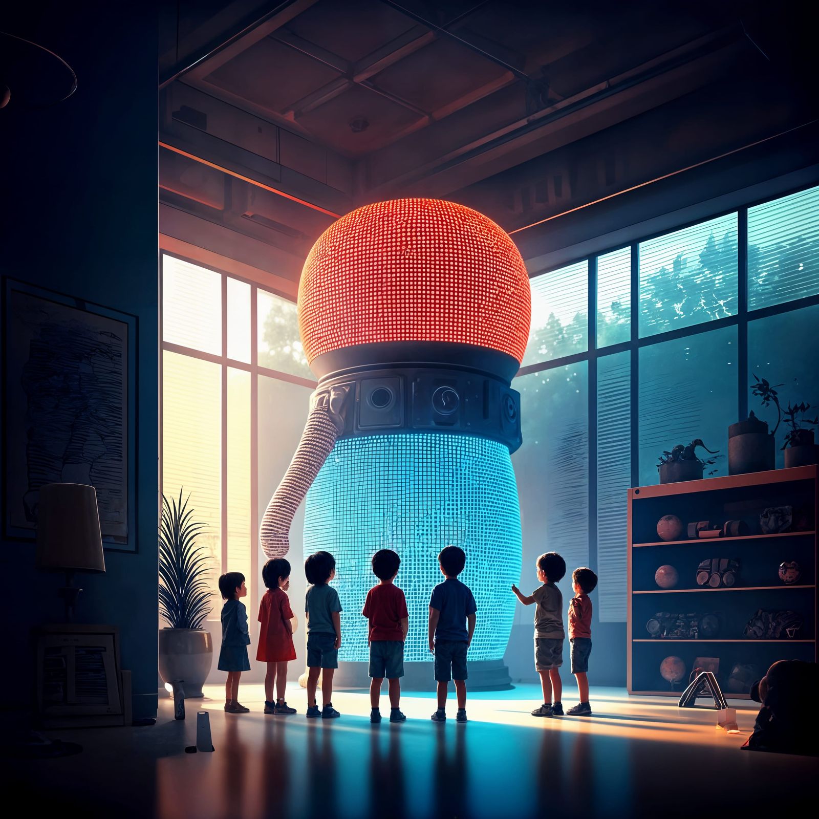 Children Playing with Futuristic LED Toy