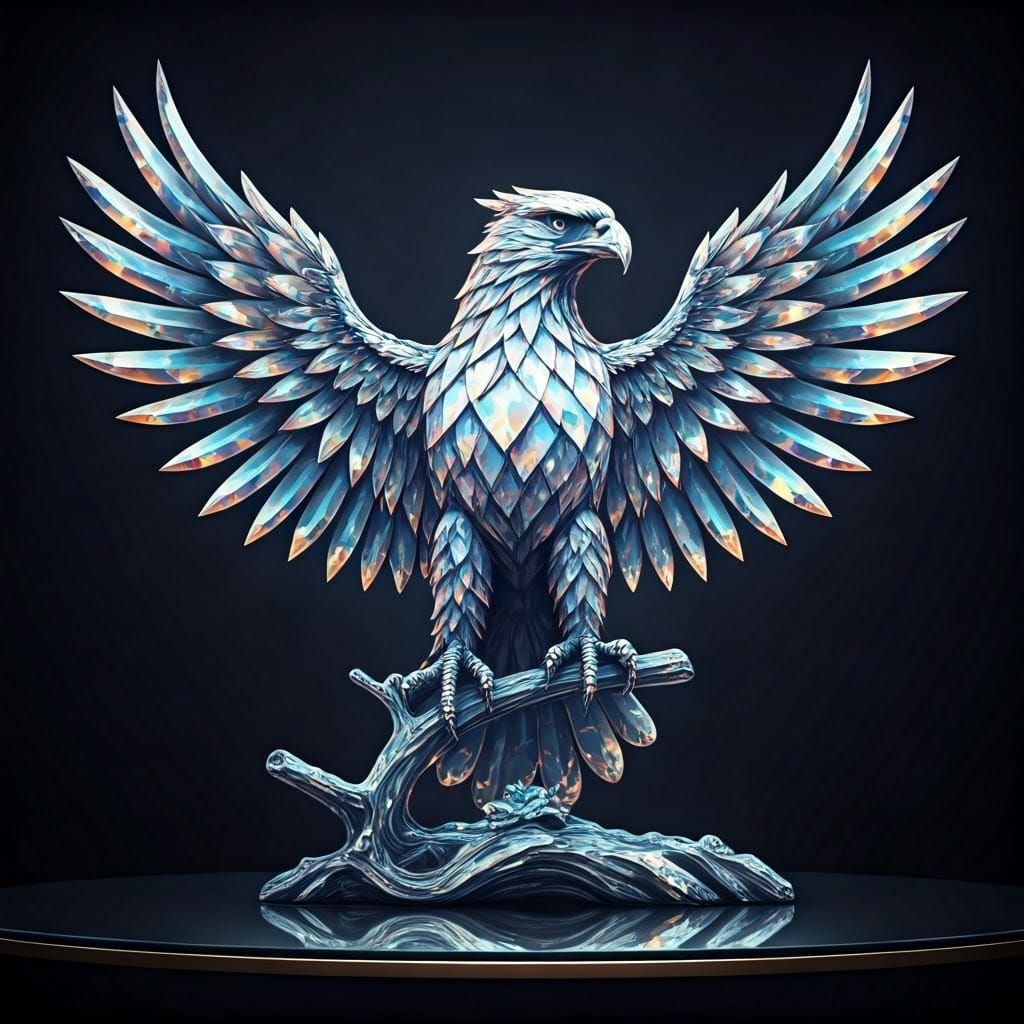 Ethereal Crystal Eagle in Flight