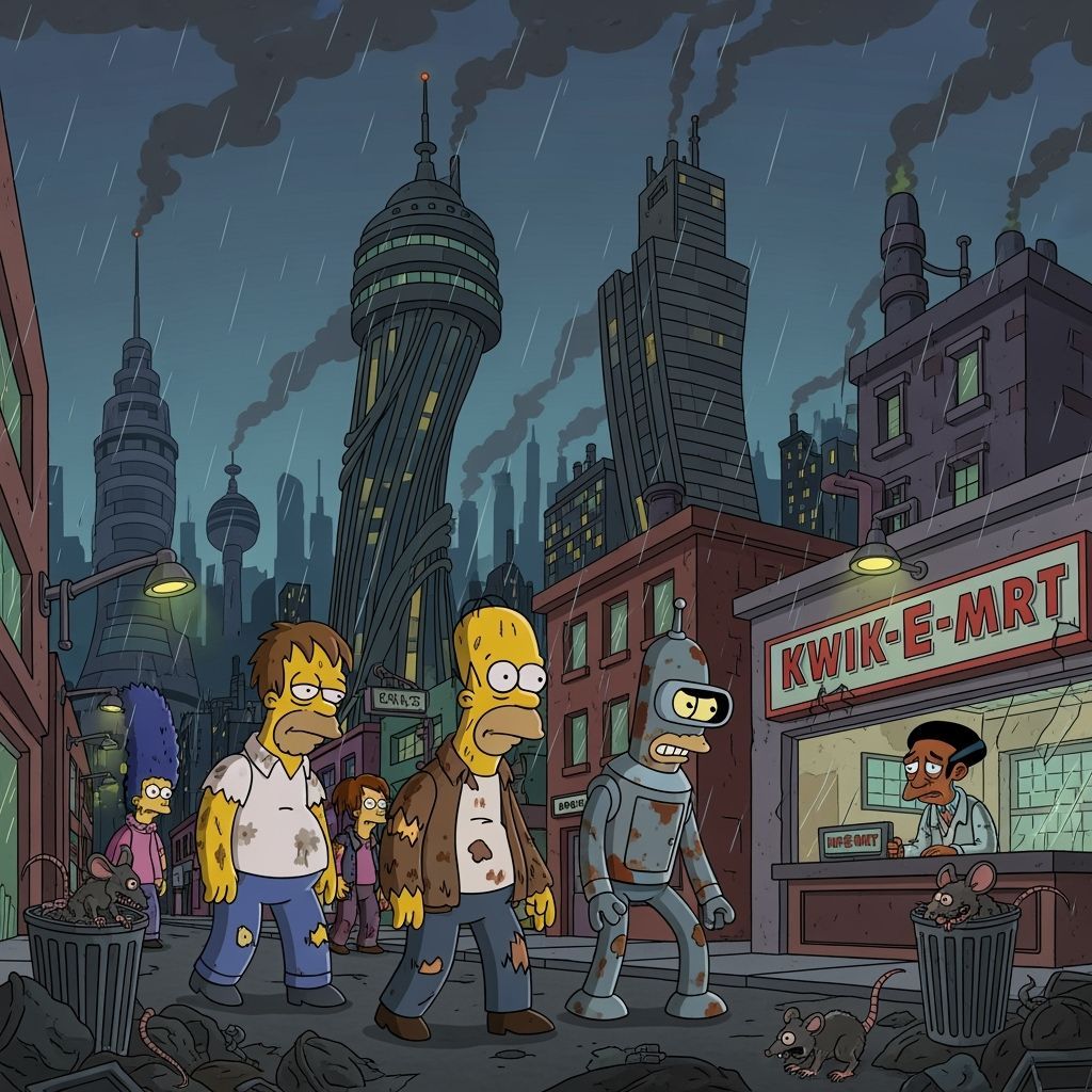 Grimdark Cartoon in Groening Style