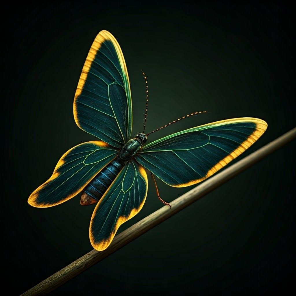 Firefly with Butterfly Wings in Hyperrealistic Style