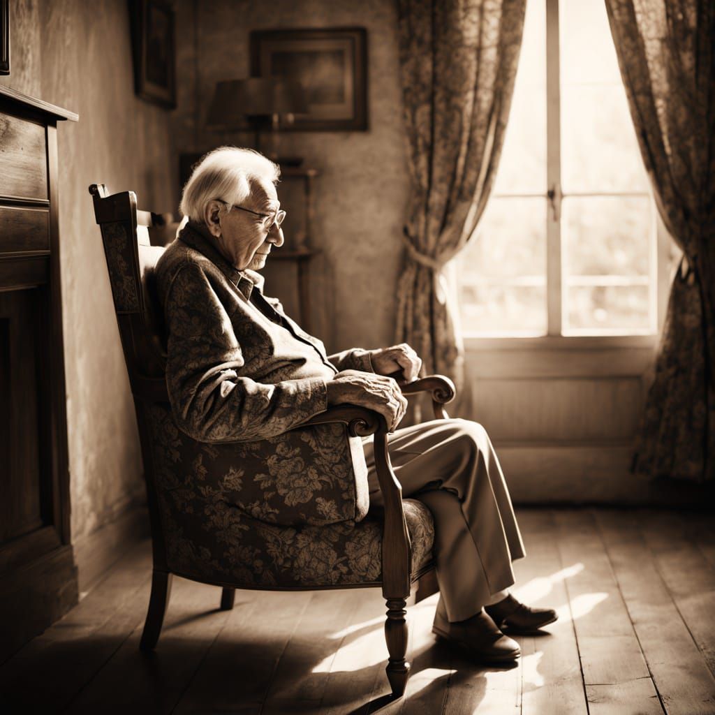 Vintage Portrait of Elderly Man in Warm Light