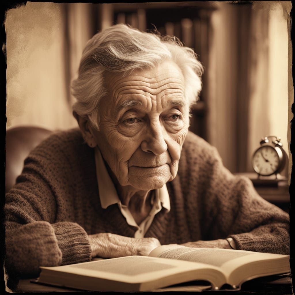 Vintage Portrait of an Elderly Scholar in Cozy Study