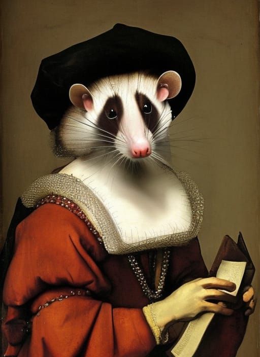 Anthropomorphic Opossum in Renaissance Dress, Dutch Masters ...