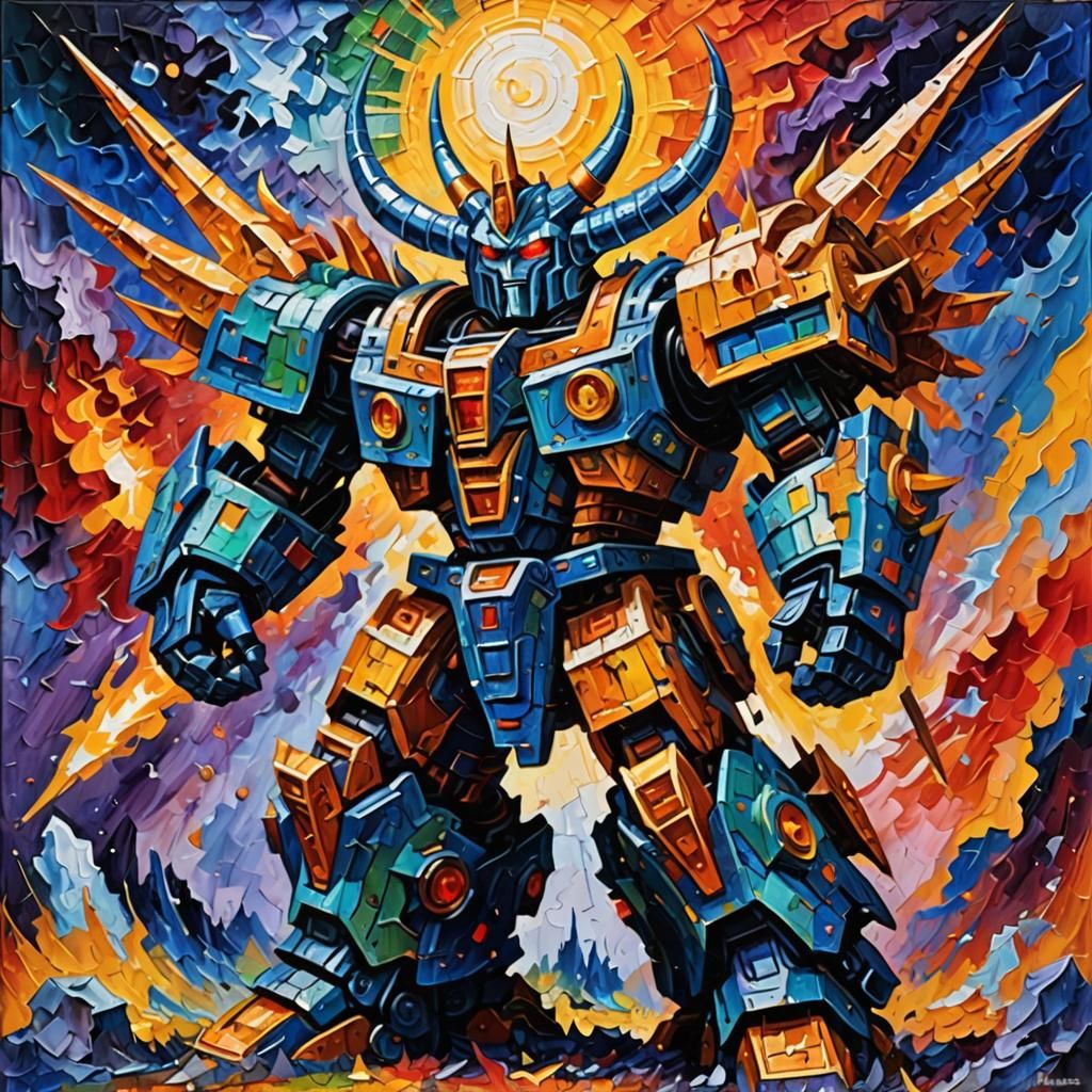 Unicron Transformation in Expressionist Oil Painting