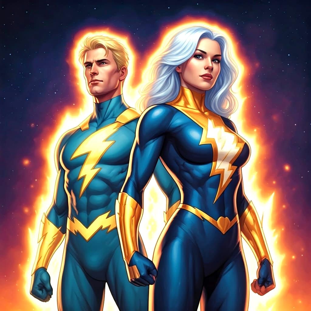Lightning Lad and Saturn Girl Comic Art