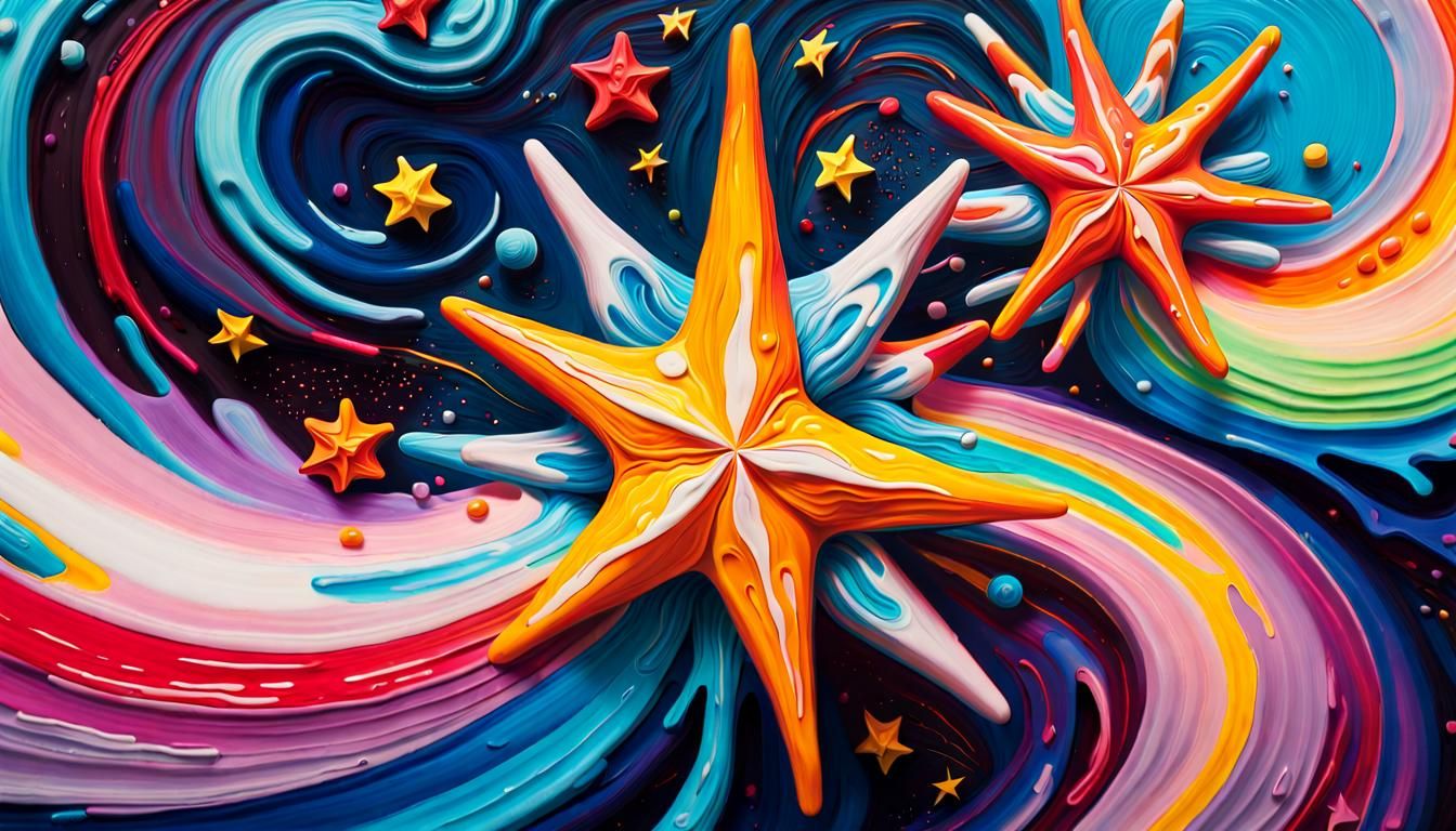 Celestial Stars Swirling in Vivid Impasto Oil Paint
