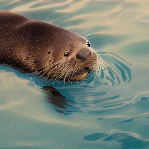 Swimming otter