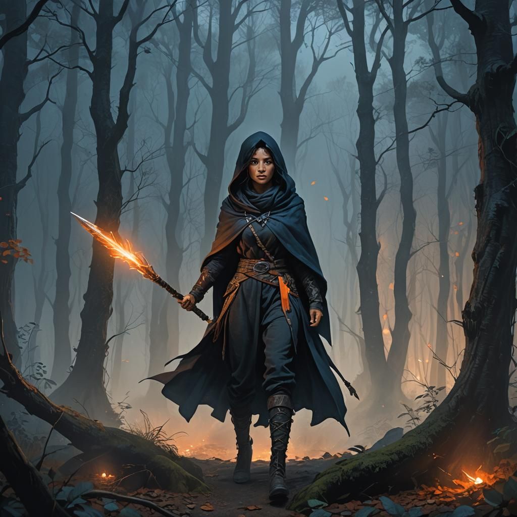 Fantasy Art of Zephyr Guard Leader in Moonlight