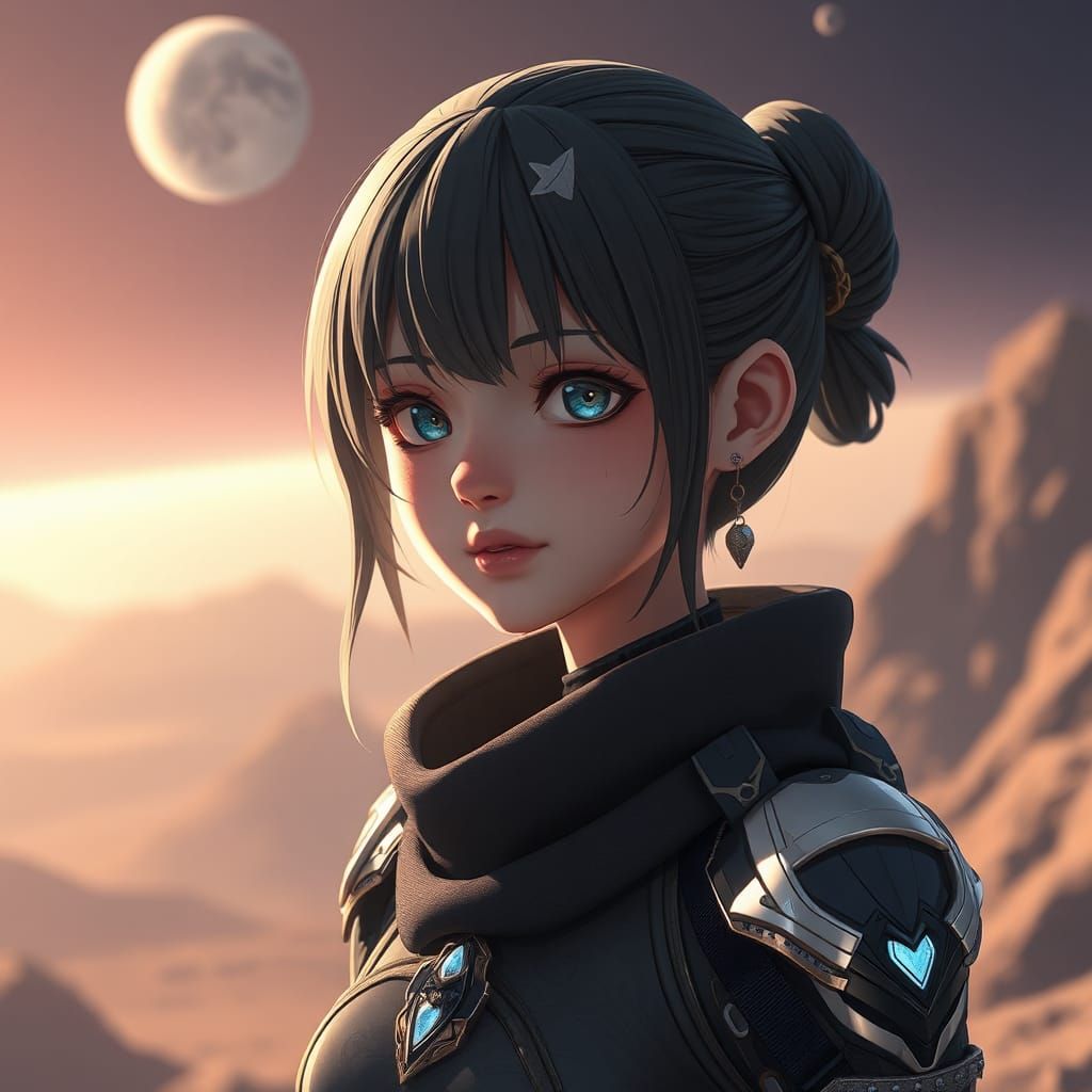 Anime Style Character Portrait, 3D Rendered