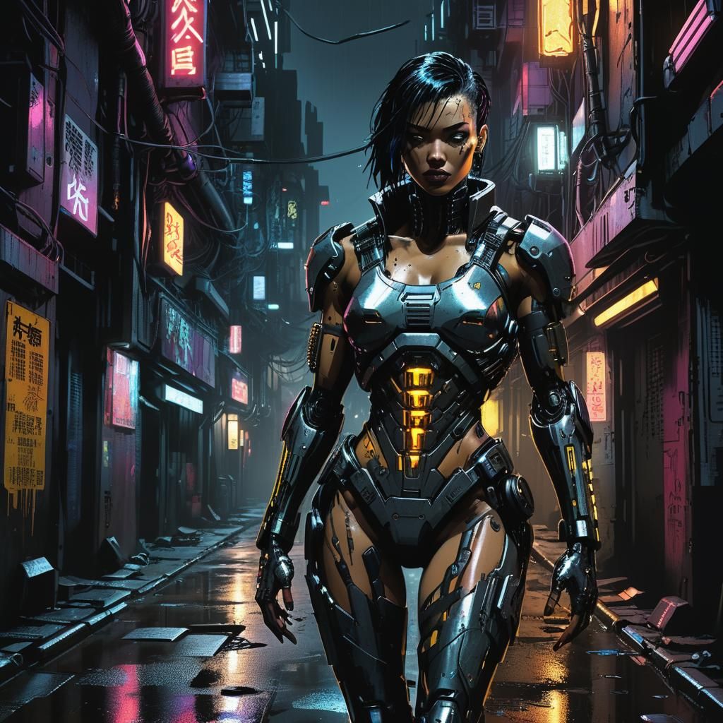 Cyberpunk Cyborg in Gritty Comic Book Art