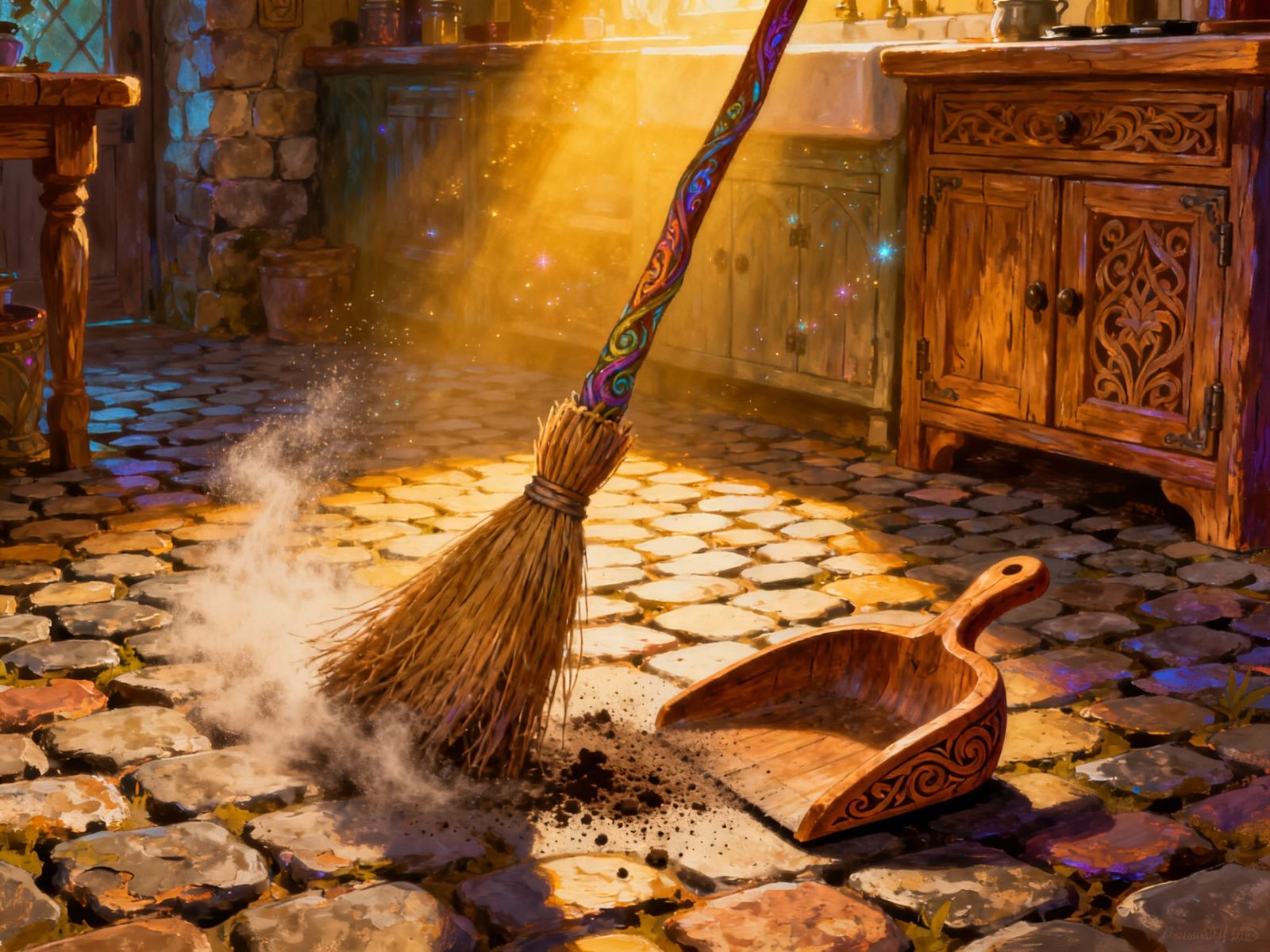 Enchanted broom at work