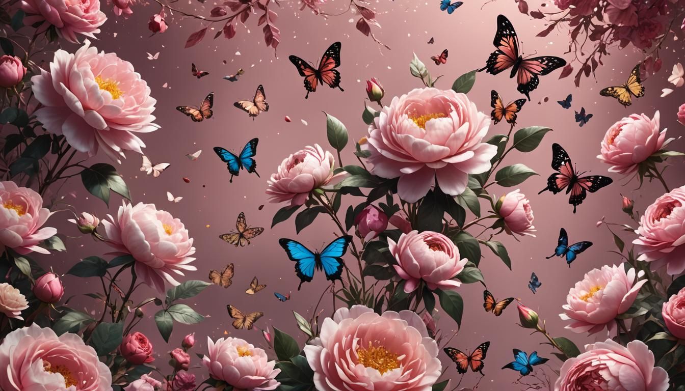 Sparkling Pink Floral Fantasy: Detailed Matte Painting