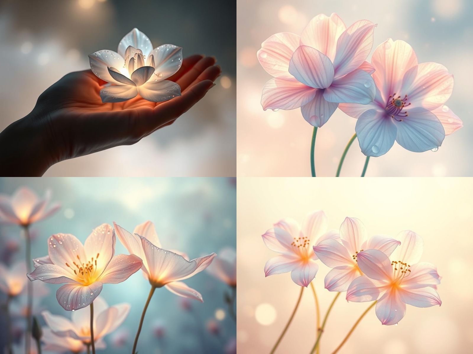 Fluorescent Flowers in Watercolor Illustration