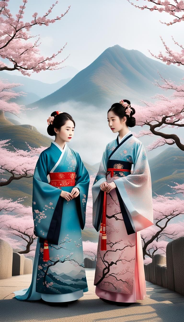 Elegant Hanfu Ladies in a Dreamy Landscape