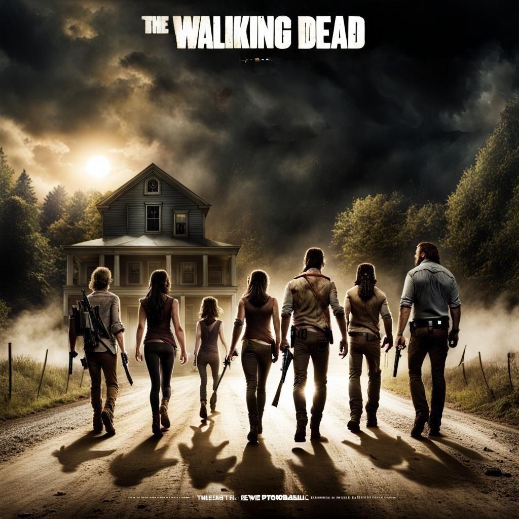 Walking Dead Cast Poster: Photorealistic Movie Scene