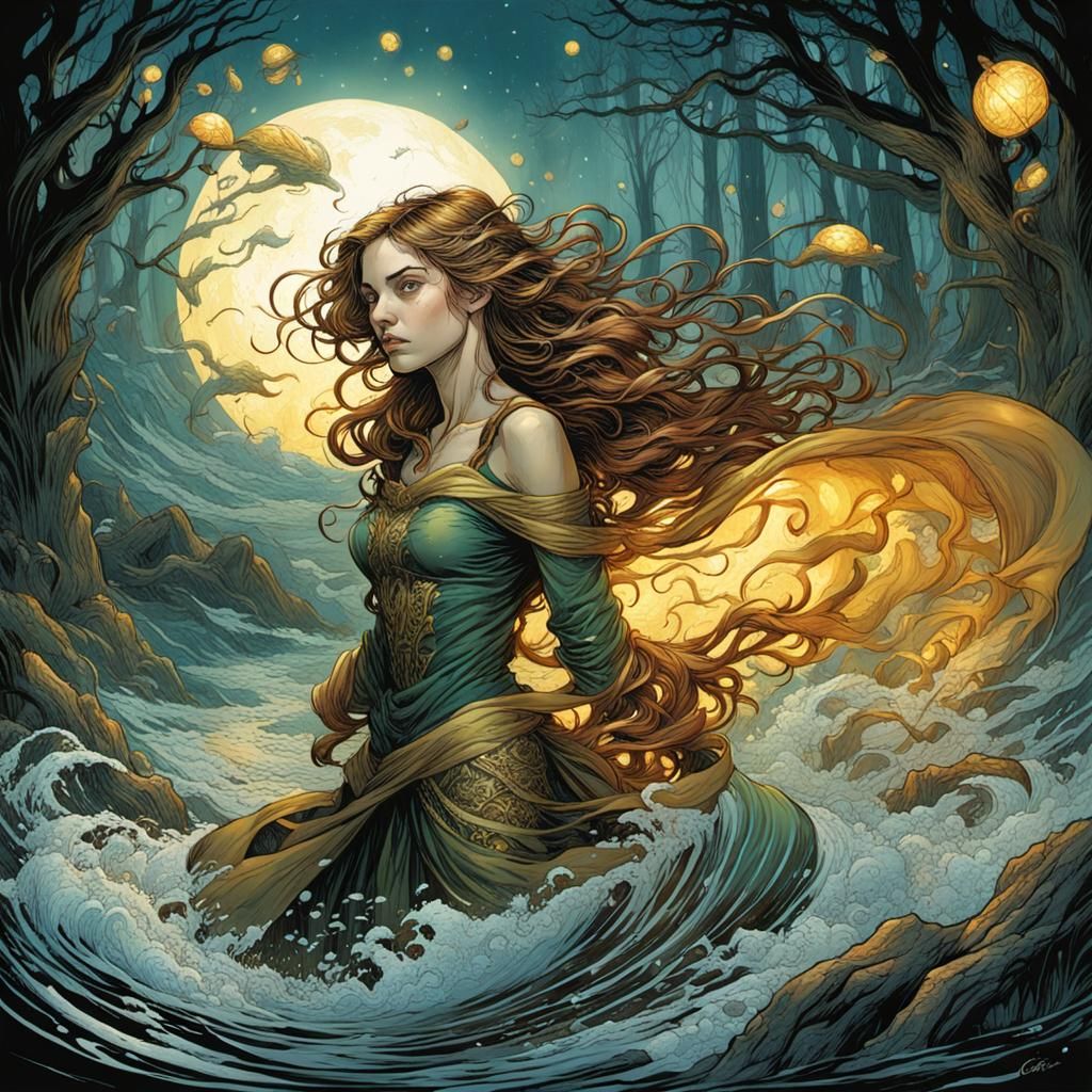 Comic Book Art of Woman in Rebecca Guay Style